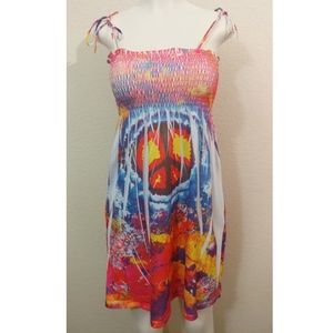 tie dye ruched front exist dress multi color